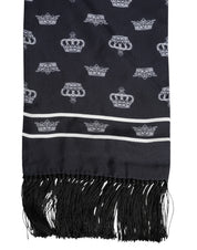 Black Silk Crown Fringes Men Foulard Scarf