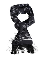 Black Silk Crown Fringes Men Foulard Scarf