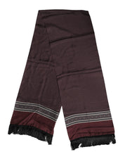 Dolce & Gabbana Maroon Dotted Silk Fringes Foulard Scarf