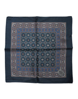 Blue Printed Silk Square Men Foulard Scarf