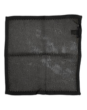 Black Patterned Cotton Square Foulard Scarf