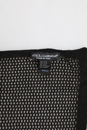 Black Patterned Cotton Square Foulard Scarf