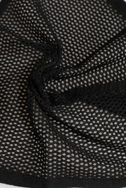 Black Patterned Cotton Square Foulard Scarf