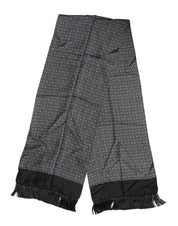 Black Patterned Fringes Men Foulard Scarf