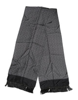 Black Patterned Fringes Men Foulard Scarf