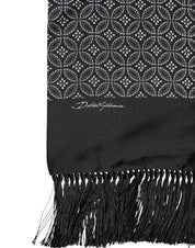 Black Patterned Fringes Men Foulard Scarf