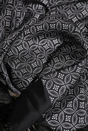 Black Patterned Fringes Men Foulard Scarf