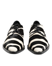 Dolce & Gabbana Black White Zebra Pony Fur Dress Shoes Dolce & Gabbana