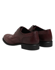 Brown Leather Lace Up Derby Dress Shoes