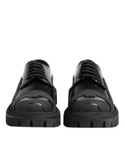Black Patent Leather Trekking Derby Shoes
