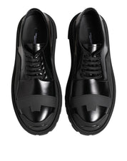 Black Patent Leather Trekking Derby Shoes