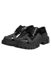 Black Patent Leather Trekking Derby Shoes