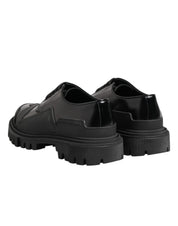 Black Patent Leather Trekking Derby Shoes