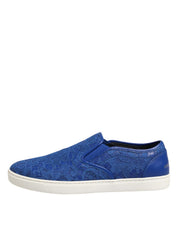 Blue Leather Lace Slip On Sneaker Shoes