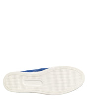 Blue Leather Lace Slip On Sneaker Shoes