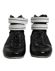 Black Quilted Leather Lace Up Sneakers Shoes