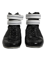 Black Quilted Leather Lace Up Sneakers Shoes