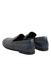 Blue Exotic Leather Slip On Loafers Men Dress Shoes