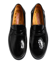 Black Leather Slip On Loafers Dress Shoes