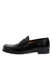 Black Leather Slip On Loafers Dress Shoes