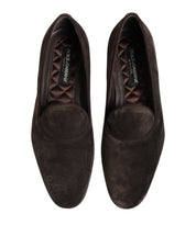 Brown Velvet Leather Slip On Loafers Shoes