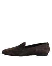 Brown Velvet Leather Slip On Loafers Shoes