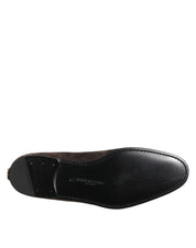 Brown Velvet Leather Slip On Loafers Shoes