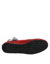 Red Quilted Leather Lace Up Sneakers Shoes