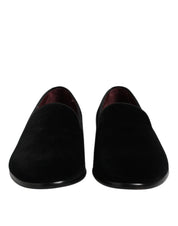 Black Velvet Slip On Loafers Formal Shoes