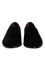 Black Velvet Slip On Loafers Formal Shoes