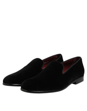 Black Velvet Slip On Loafers Formal Shoes