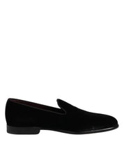 Black Velvet Slip On Loafers Formal Shoes