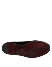 Black Velvet Slip On Loafers Formal Shoes
