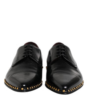 Black Leather Studded Derby Men Dress Shoes