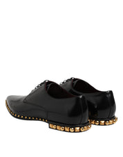 Black Leather Studded Derby Men Dress Shoes