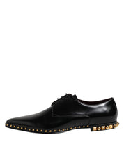 Black Leather Studded Derby Men Dress Shoes