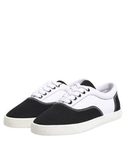 Black Cotton Canvas Lace Up Men Sneakers Shoes