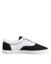 Black Cotton Canvas Lace Up Men Sneakers Shoes