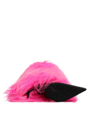 Pink Faux Fur Leather High Heels Boots Shoes