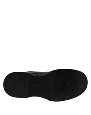 Black Leather Mid Calf Boots Flats Shoes