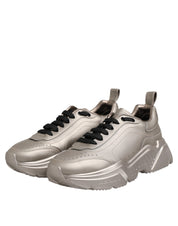 Silver DAYMASTER Leather Men Sneakers Shoes