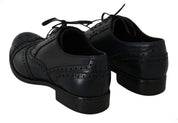 Dolce & Gabbana Dark Blue Leather Wingtip Oxford Dress Shoes Dolce & Gabbana