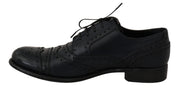 Dolce & Gabbana Dark Blue Leather Wingtip Oxford Dress Shoes Dolce & Gabbana