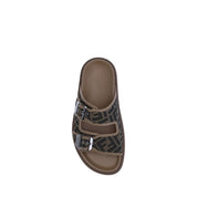 Fendi Brown Calf Leather Bos Taurus Flat Sandals