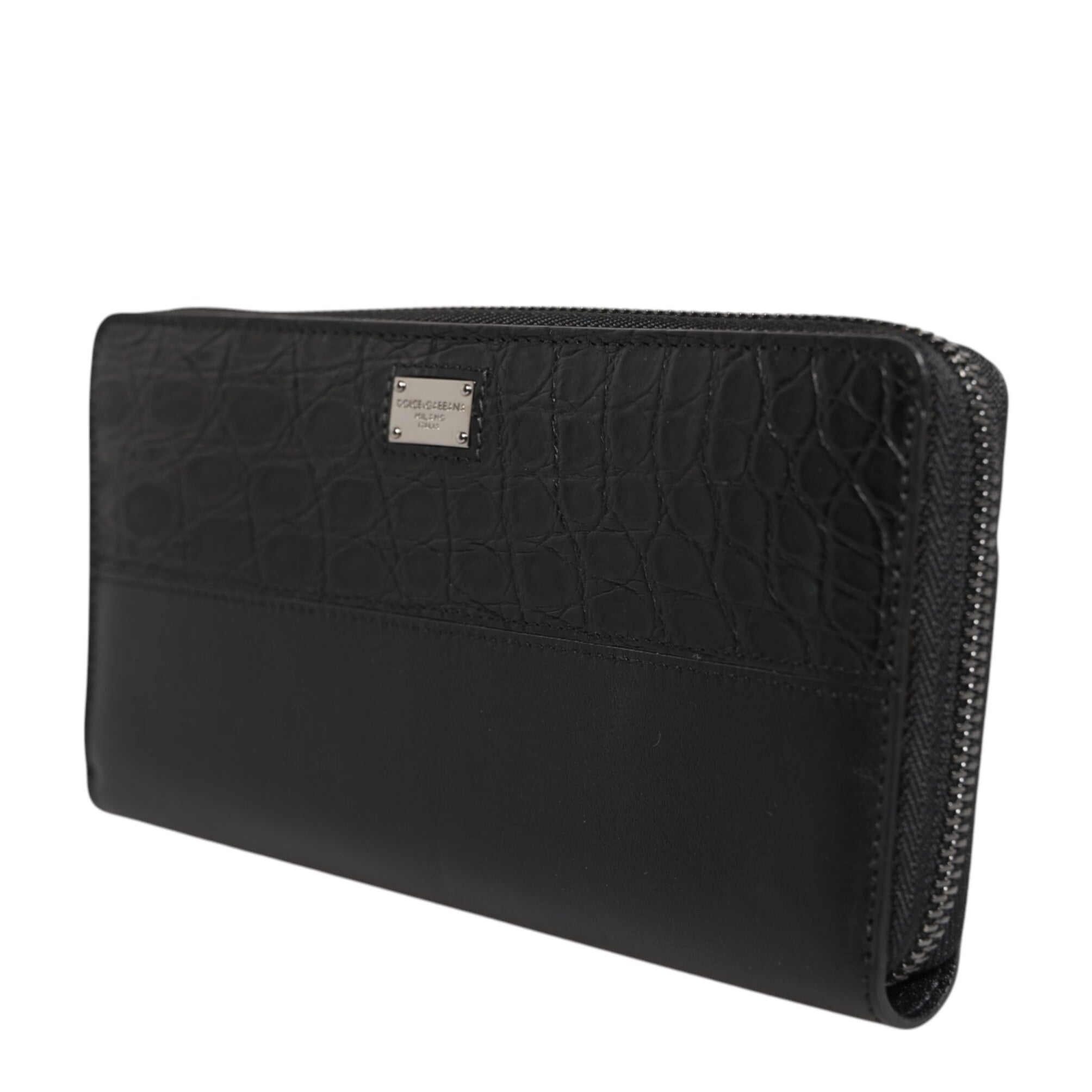 Dolce & Gabbana Black Leather Logo Plaque Zip Around Continental Wallet Dolce & Gabbana