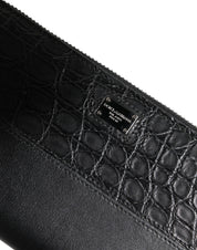 Dolce & Gabbana Black Leather Logo Plaque Zip Around Continental Wallet Dolce & Gabbana