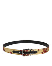 Dolce & Gabbana Gold Floral Jacquard Silver Metal Buckle Belt Dolce & Gabbana