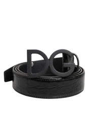 Black Leather Classic Metal DG Buckle Belt