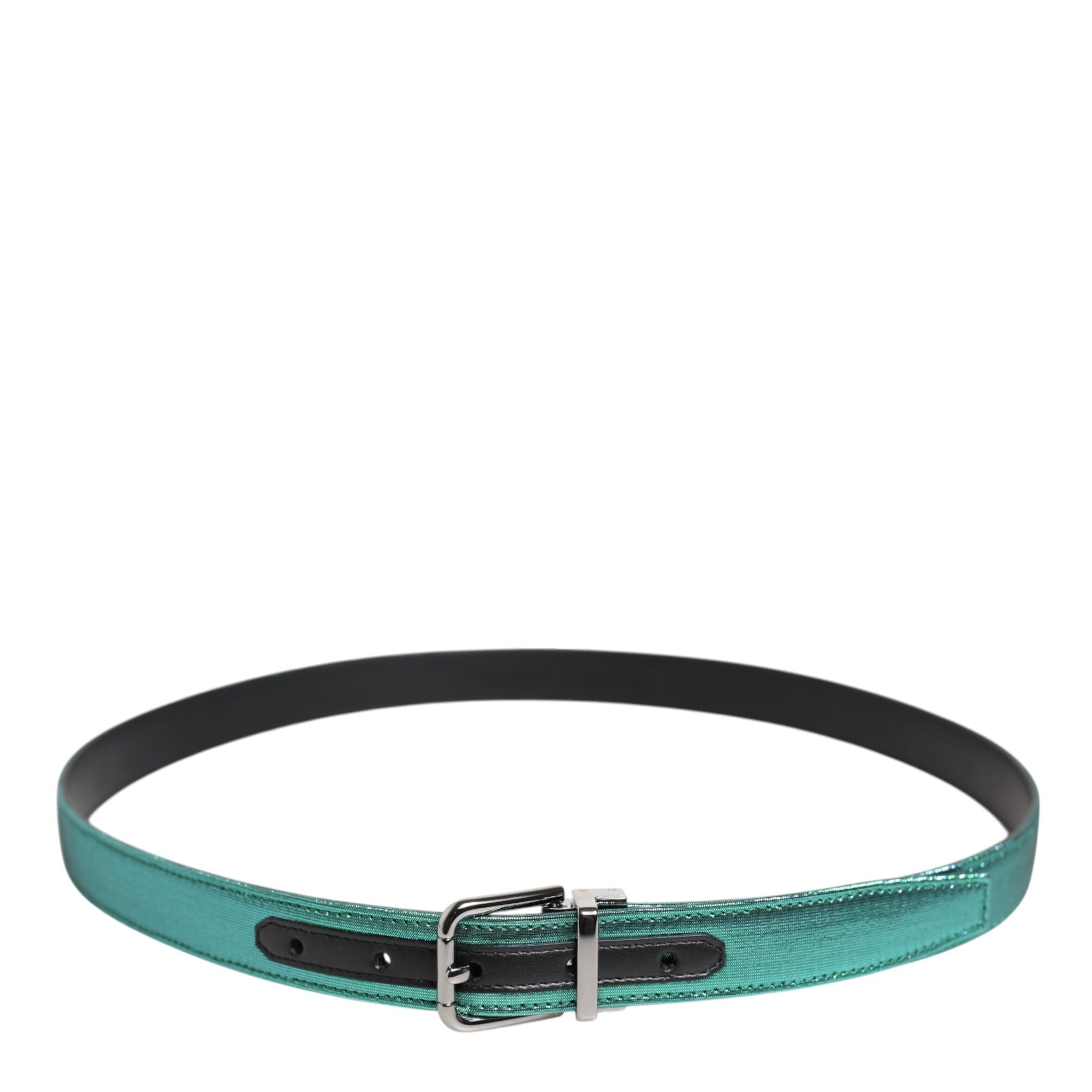 Dolce & Gabbana Green Black Polyester Metal Buckle Belt Dolce & Gabbana