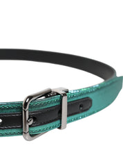 Dolce & Gabbana Green Black Polyester Metal Buckle Belt Dolce & Gabbana